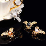 Honey Bee Brooch Lapel Pins For Women With Faux Pearl