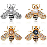 4 Honey Bee Brooch Pins Faux Pearl Gift Birthday Party