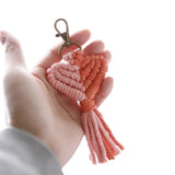 4 Mini Macrame Keychains Tassel Bag Charms Boho Handcrafted Accessory