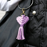4 Mini Macrame Keychains Tassel Bag Charms Boho Handcrafted Accessory
