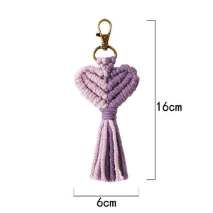4 Mini Macrame Keychains Tassel Bag Charms Boho Handcrafted Accessory