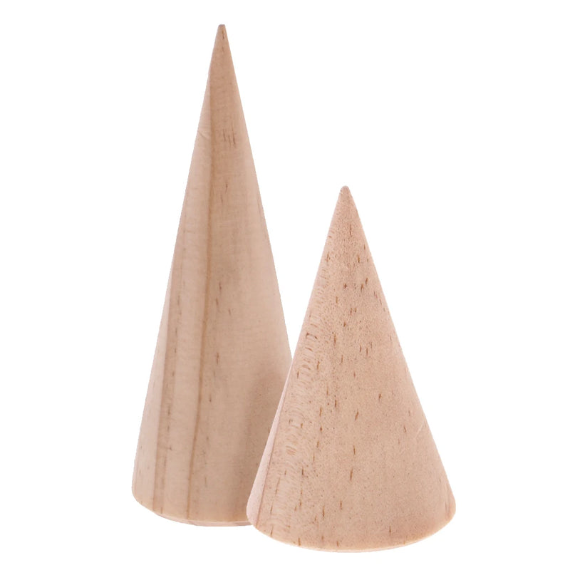 4 Pack 5cm/8cm Unpainted Wooden Ring Jewelry Display Stand