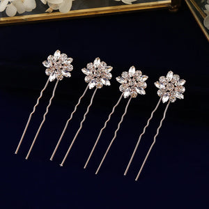 4 Rhinestone Wedding Hair Clips Bridal Hair Pins Crystal Bobby Pins
