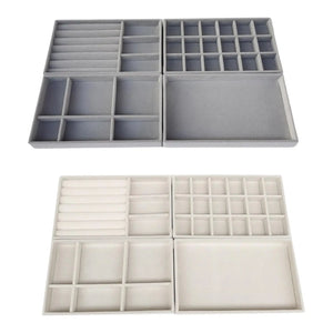 4 Stackable Jewelry Trays Organizer Holder Showcase Storage Women Gift