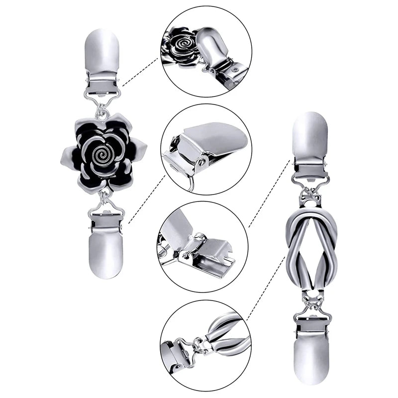 4 Vintage Sweater Shawl Clips for Women Girls