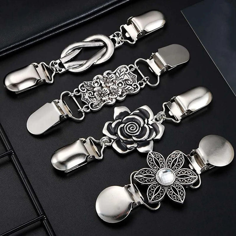 Vintage Sweater Shawl Clips Retro Cardigan Collar Clips For Women