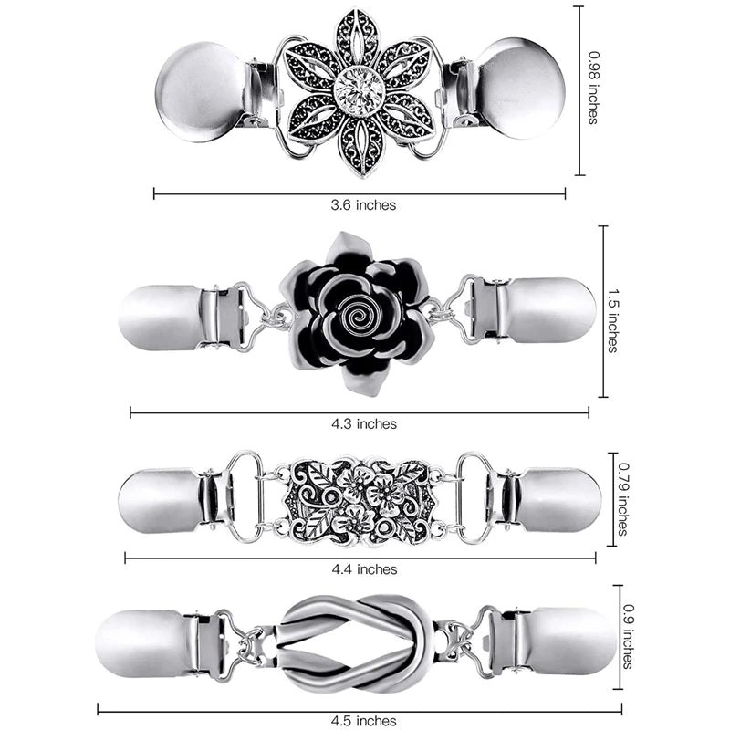 4 Vintage Sweater Shawl Clips for Women Girls