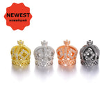 4pcs Copper Micro Pave Zircon 13mm Crown Beads Tassel Caps DIY Earrings