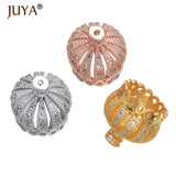 4pcs Copper Micro Pave Zircon 13mm Crown Beads Tassel Caps DIY Earrings