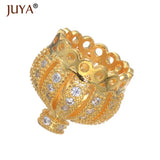 4pcs Copper Micro Pave Zircon 13mm Crown Beads Tassel Caps DIY Earrings