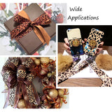 4 Rolls 38mm Polyester Ribbon Leopard Print for Christmas Party Gift Wrapping