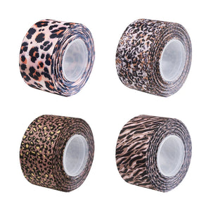 4 Rolls 38mm Polyester Ribbon Leopard Print for Christmas Party Gift Wrapping