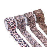 4 Rolls 38mm Polyester Ribbon Leopard Print for Christmas Party Gift Wrapping