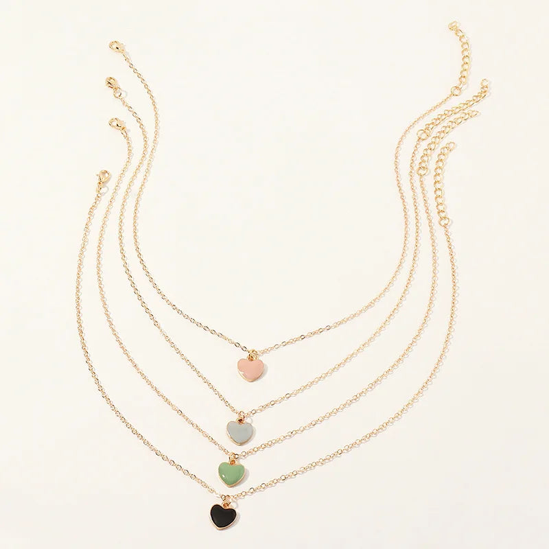 Lovely Candy Alloy Drip Little Heart Pendant Necklace For Girls Children