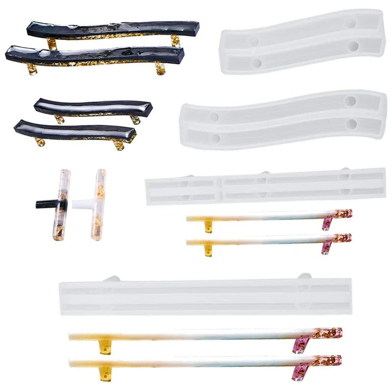 4 Tray Handle Resin Mold for DIY Cabinet Door Handles, Drawer Bar Pulls