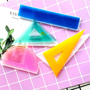 Silicone Resin Ruler Molds - Straight, Square, Triangular, Protractor