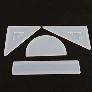 Silicone Resin Ruler Molds - Straight, Square, Triangular, Protractor