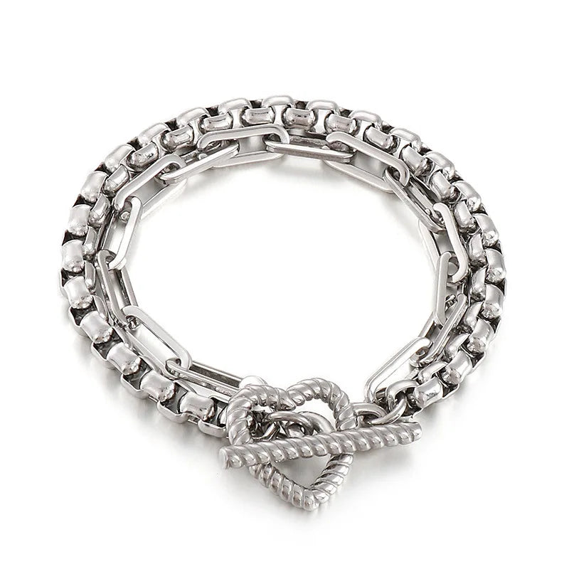 Creative Titanium Bracelet European and American Steel Love T Buckle