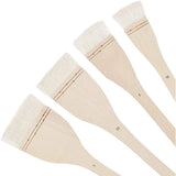 4 Size Flat Hake Sheep Hair Wash Brush Set for Watercolor & Pottery Painting