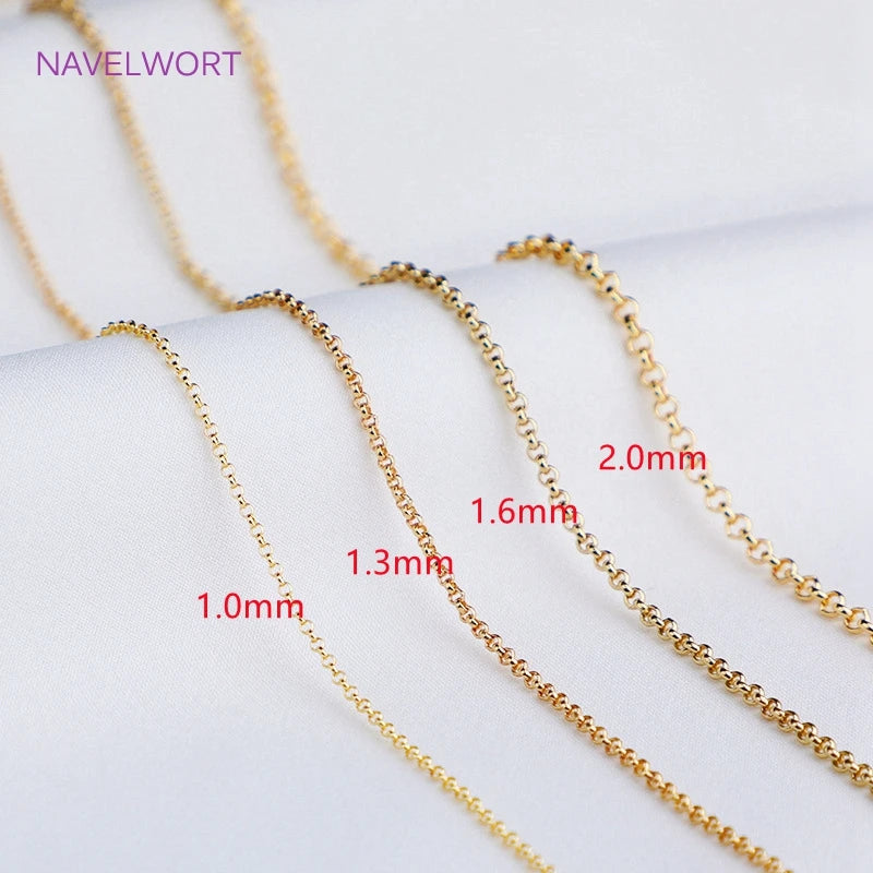 14K Plated Round Link Chain - O Style Necklace Chains for Women