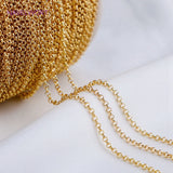 14K Plated Round Link Chain - O Style Necklace Chains for Women