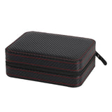 4 Slots Carbon Fibre Watch Box Bag Display Zipper Case Storage Holder PU