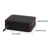 4 Slots Carbon Fibre Watch Box Bag Display Zipper Case Storage Holder PU