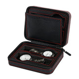4 Slots Carbon Fibre Watch Box Bag Display Zipper Case Storage Holder PU