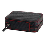 4 Slots Carbon Fibre Watch Box Bag Display Zipper Case Storage Holder PU