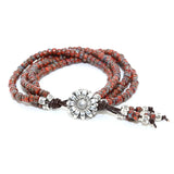 Boho Beaded Leather Wrap Bracelet Seed Bead Bohemian Wrap Bracelet