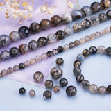 Natural Dragon Veins Agate Bead Strands Round Faceted Dyed & Heated