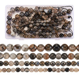 Natural Dragon Veins Agate Bead Strands Round Faceted Dyed & Heated