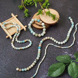 4 Strands Natural Frosted Flower Amazonite Beads