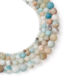 4 Strands Natural Frosted Flower Amazonite Beads