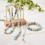 4 Strands Natural Frosted Flower Amazonite Beads