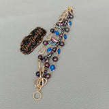 4 Strand Biwa Pearl Crystal Bracelet 8''