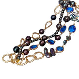 4 Strand Biwa Pearl Crystal Bracelet 8''