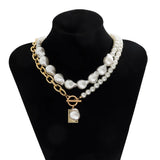 Baroque Pearl Necklace Egirl Heart Pendant Party Jewelry