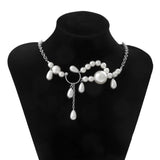 Baroque Pearl Necklace Egirl Heart Pendant Party Jewelry
