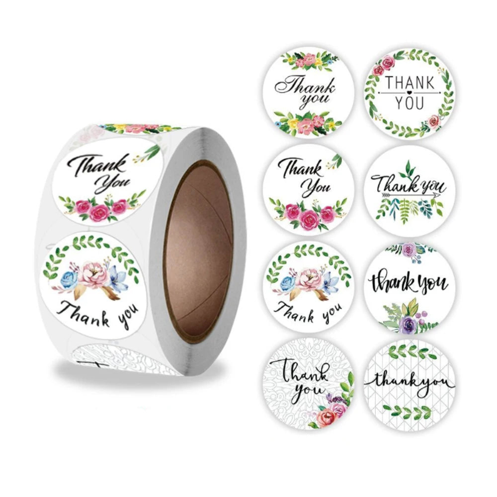Thank You Stickers Floral Plaids Sealing Labels For Gift Wedding Decor