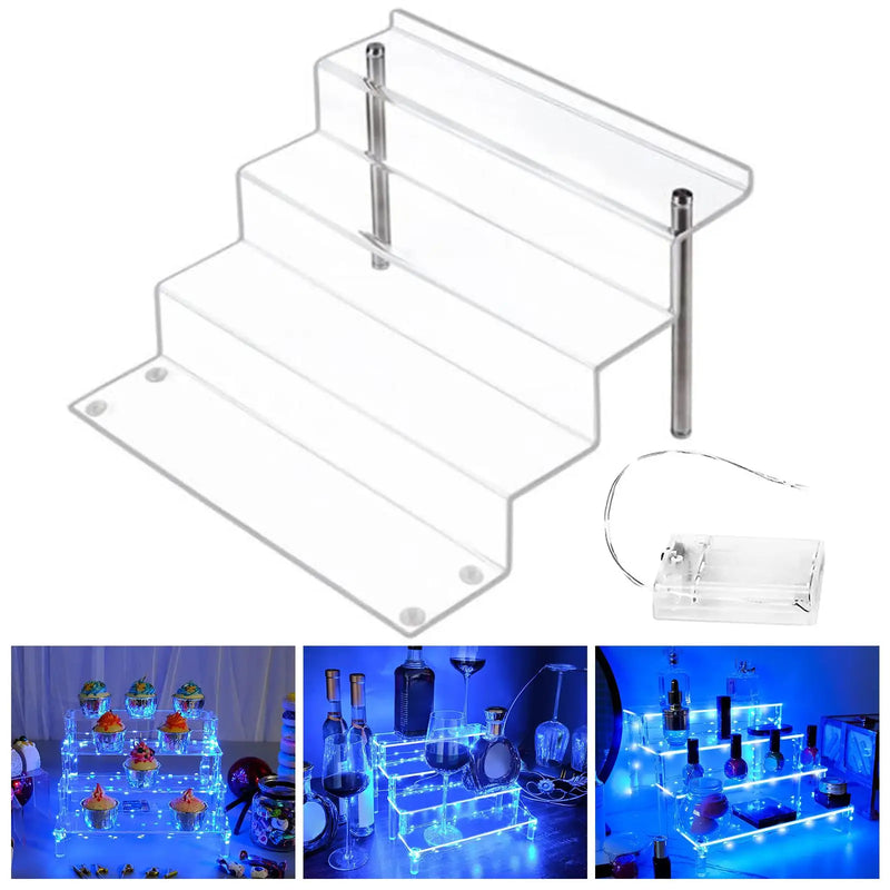 4 Tier Cupcake Riser Display Shelf LED Effect Collection Stand for Figures