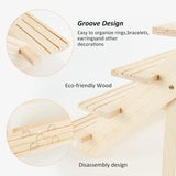 4-Tier Wooden Display Stand Riser Earring Ring Holder Unfinished Wood