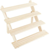 4-Tier Wooden Display Stand Riser Earring Ring Holder Unfinished Wood