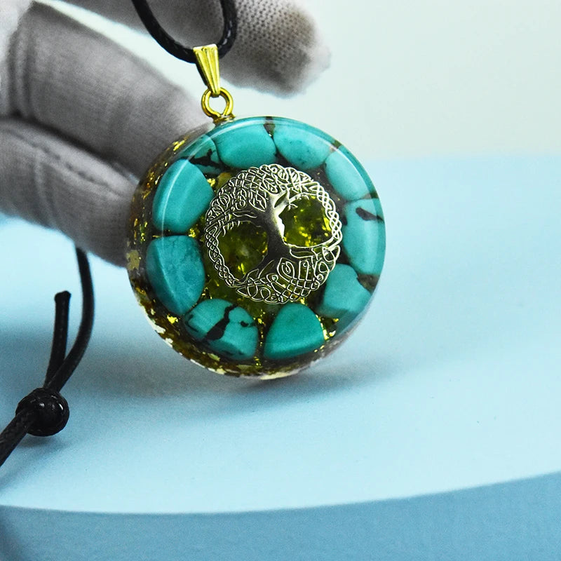 Turquoise Pendant Chakra Meditation Orgonite Necklace