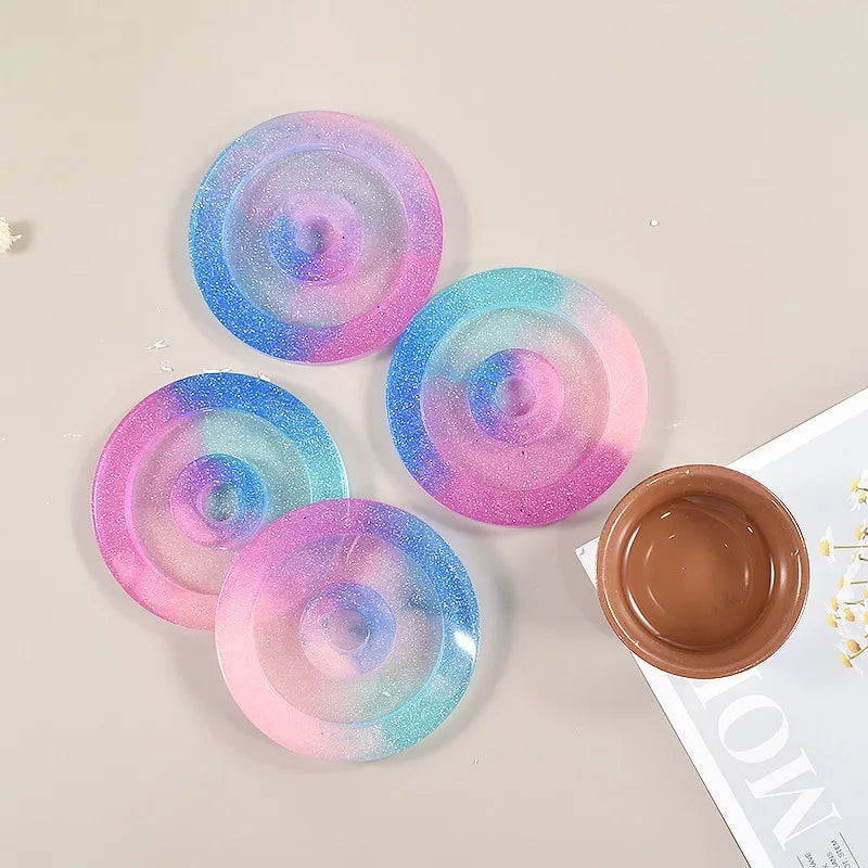 Classical Round Coaster Kits Crystal Epoxy Resin Mold With Storage Tray DIY Gift