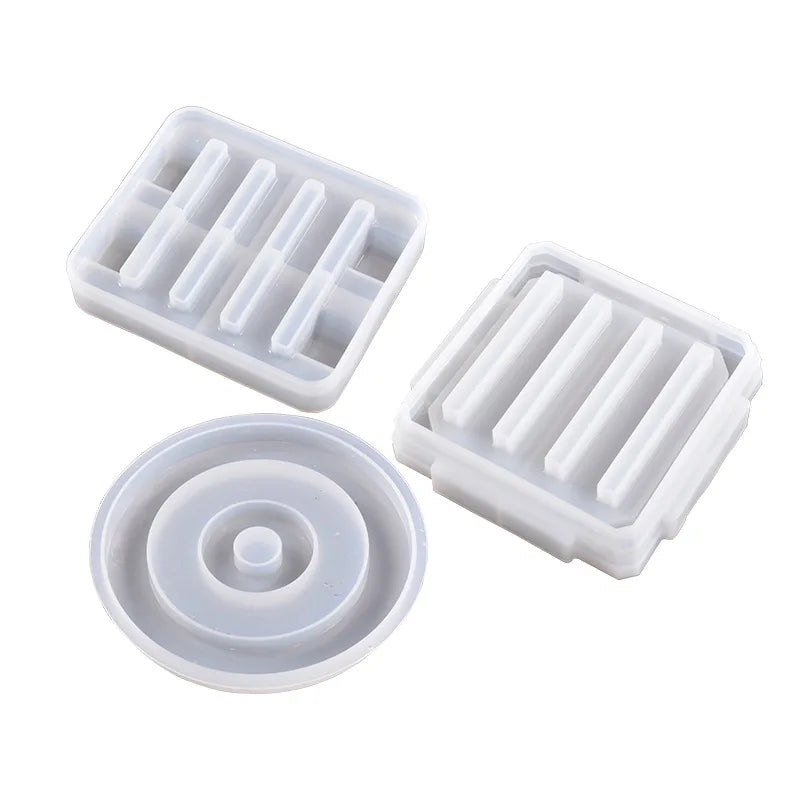 Classical Round Coaster Kits Crystal Epoxy Resin Mold With Storage Tray DIY Gift