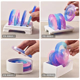 Classical Round Coaster Kits Crystal Epoxy Resin Mold With Storage Tray DIY Gift