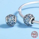 925 Sterling Silver Crystal Stars Beads Bangle Bracelet Charm Jewelry DIY
