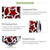 925 Sterling Silver Crystal Stars Beads Bangle Bracelet Charm Jewelry DIY