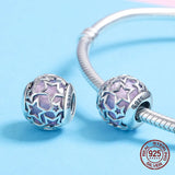925 Sterling Silver Crystal Stars Beads Bangle Bracelet Charm Jewelry DIY